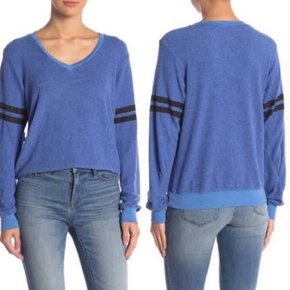 Wildfox v neck varsity strips long sleeve